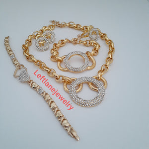 14k Gold Plated Womens Bundle of the day X&o Hugs and Kisses Full xoxo Set Chain earrings ring and 2 Bracelet