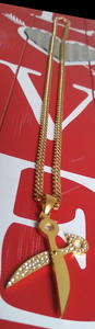 14k Gold Plated 3mm Cuban link chain and pendant  set