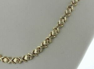 5mm 14k Gold xoxo hugs and kisses Stampato Necklace 16inch and bracelet 7.5 inch