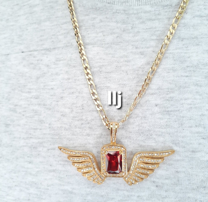 14k Gold Plated 3mm Cuban link chain and pendant  set