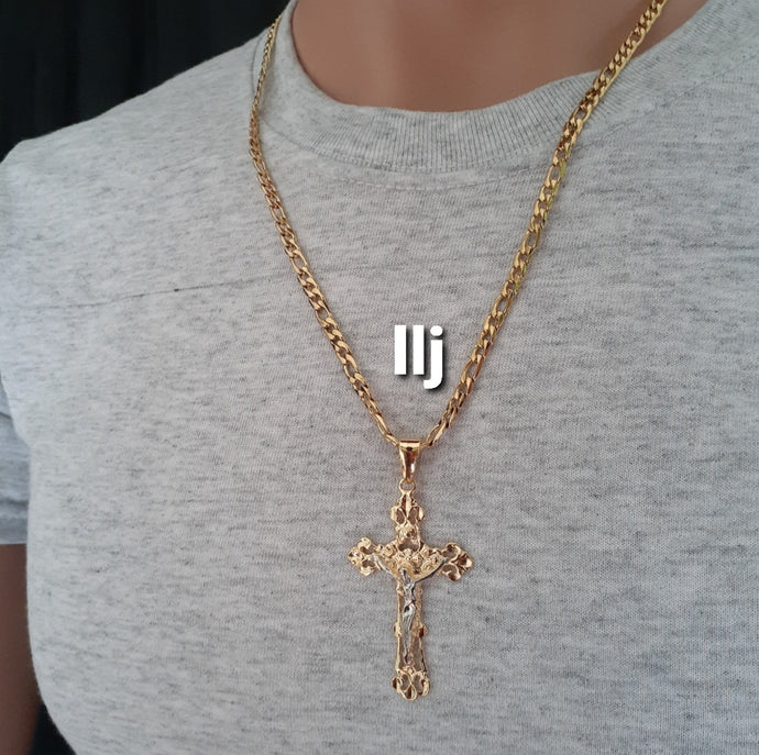 14k Gold Plated 3mm Cuban link chain and pendant  set